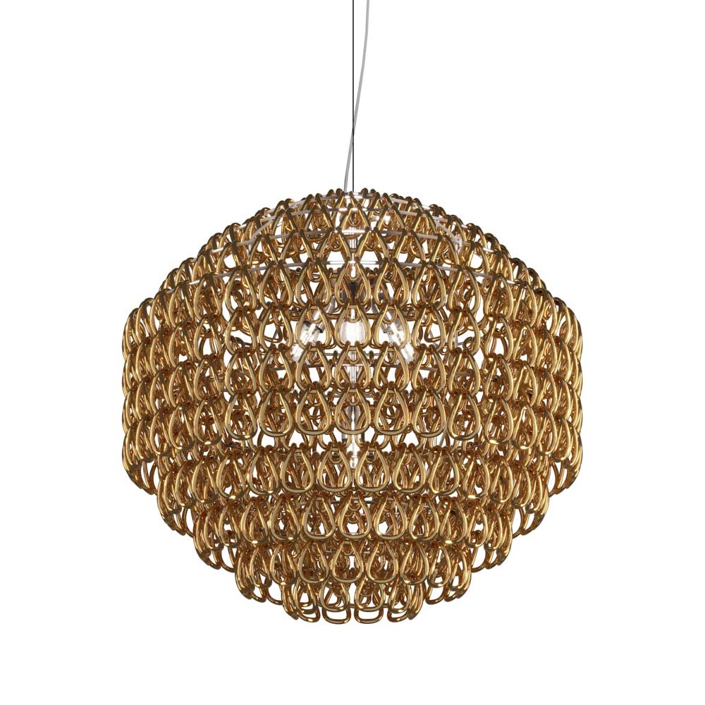 Minigiogali Pendant Light in Crystal Gold/Glossy Chrome (32-Inch).