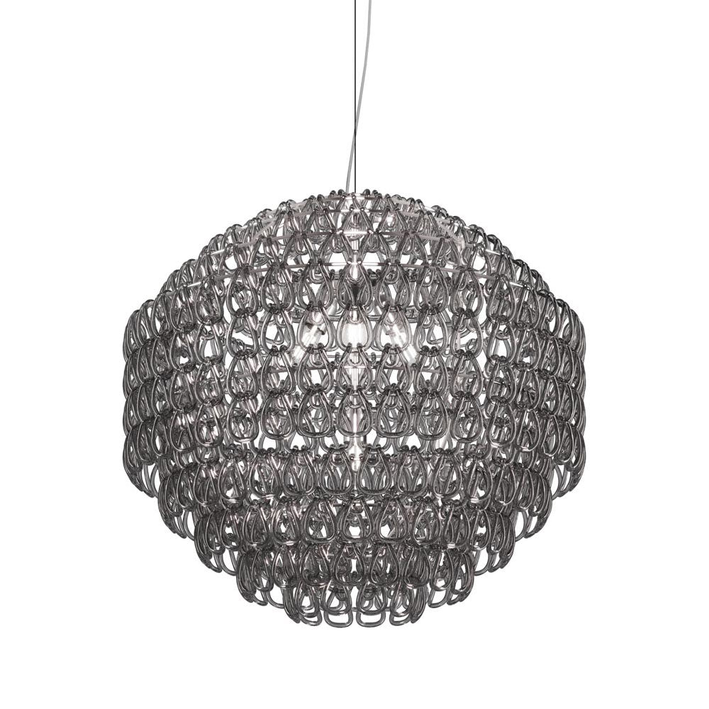 Minigiogali Pendant Light in Crystal Smoky/Glossy Chrome (32-Inch).