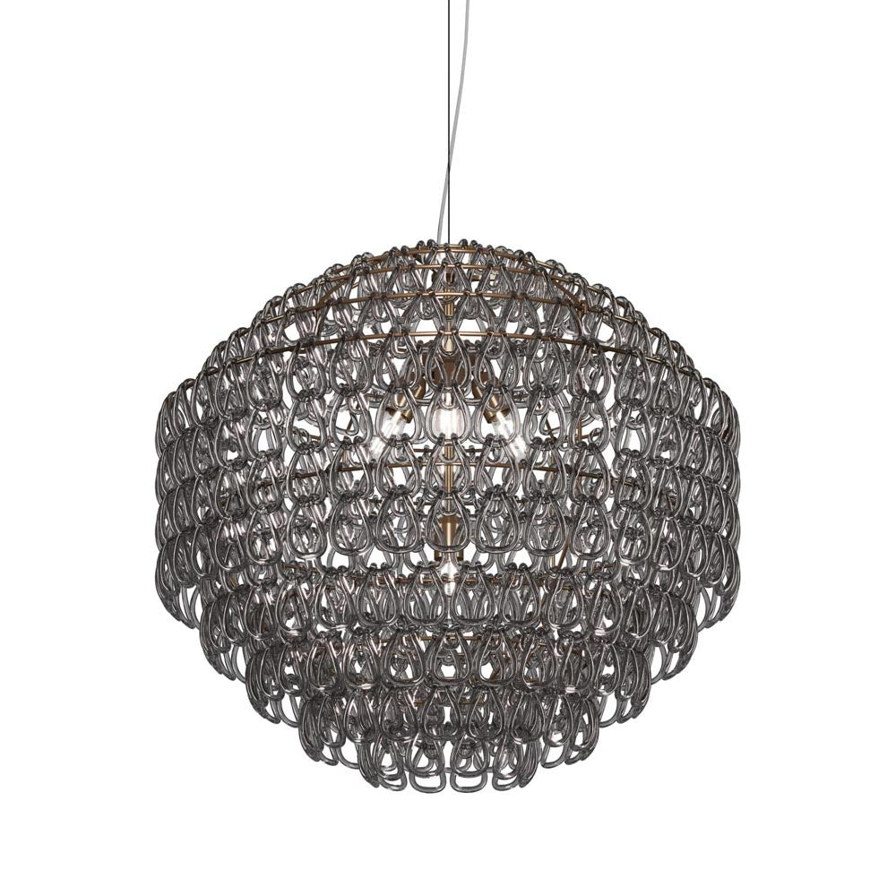 Minigiogali Pendant Light in Crystal Smoky/Matt Bronze (32-Inch).