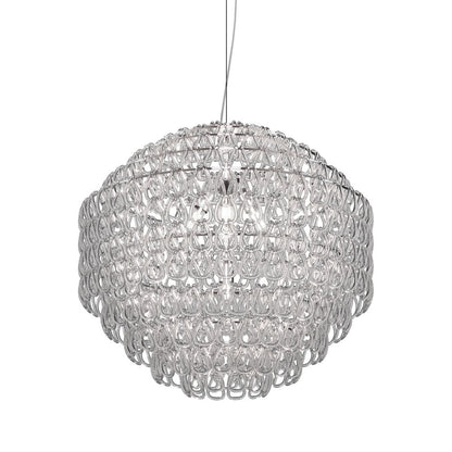 Minigiogali Pendant Light in Crystal Transparent/Glossy Chrome (32-Inch).