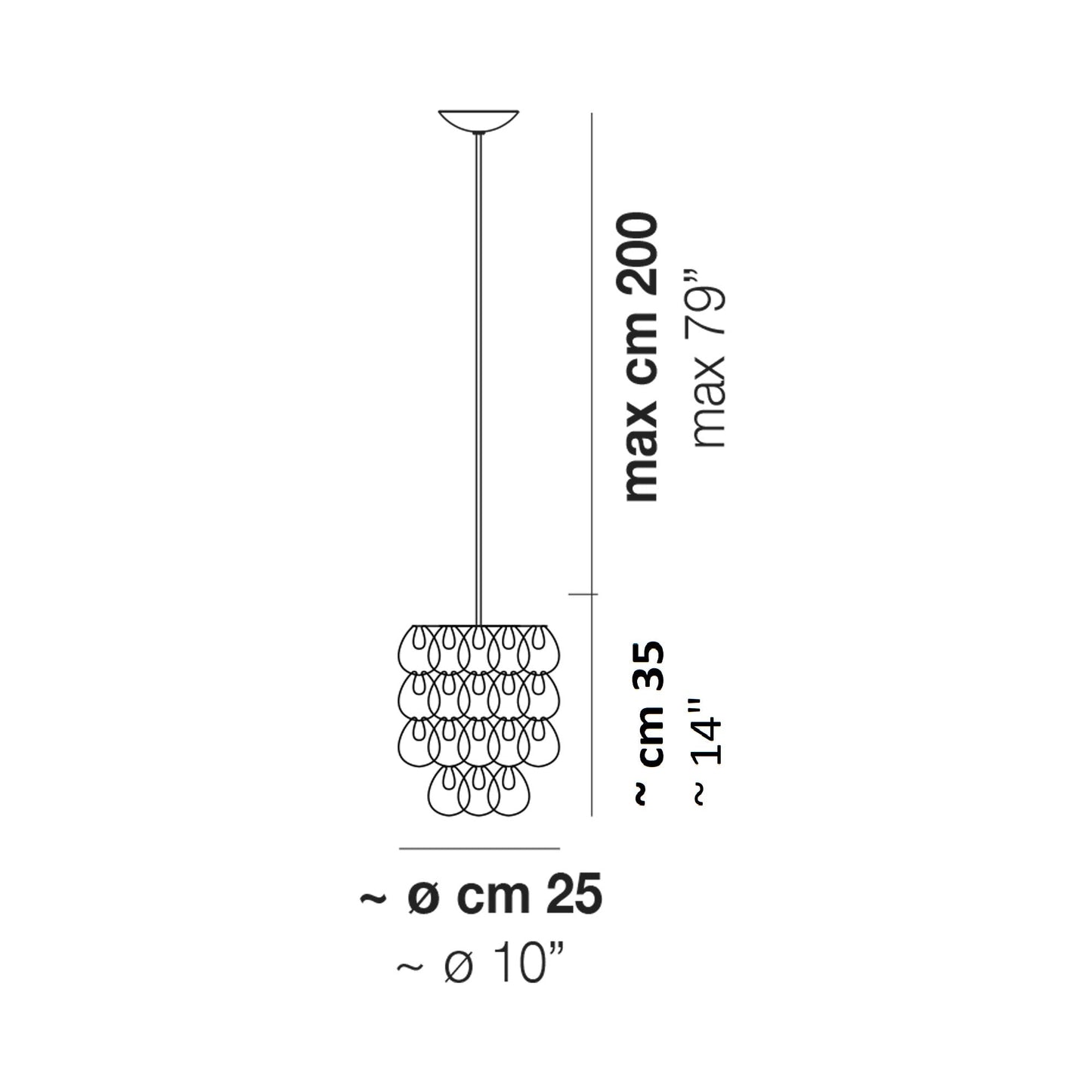 Minigiogali Pendant Light - line drawing.