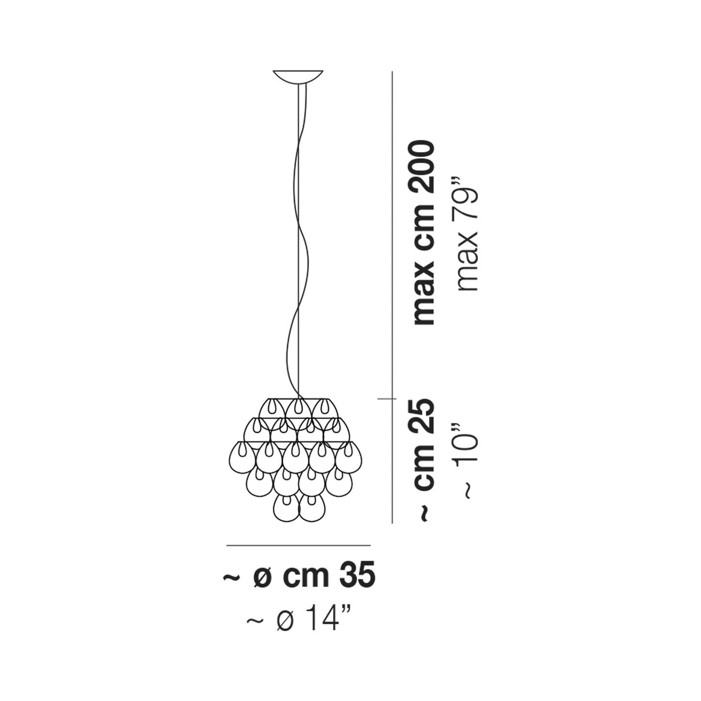 Minigiogali Pendant Light - line drawing.