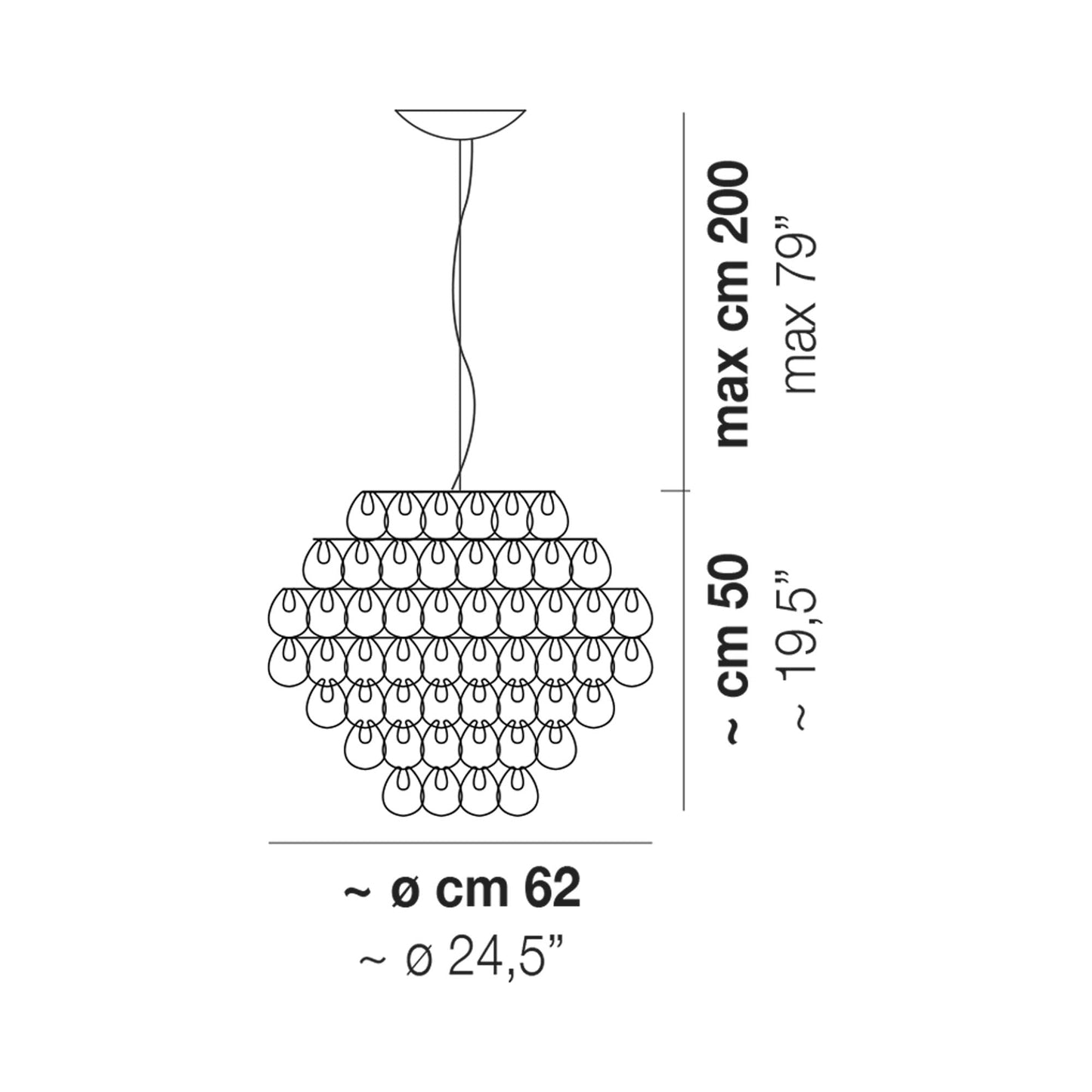 Minigiogali Pendant Light - line drawing.