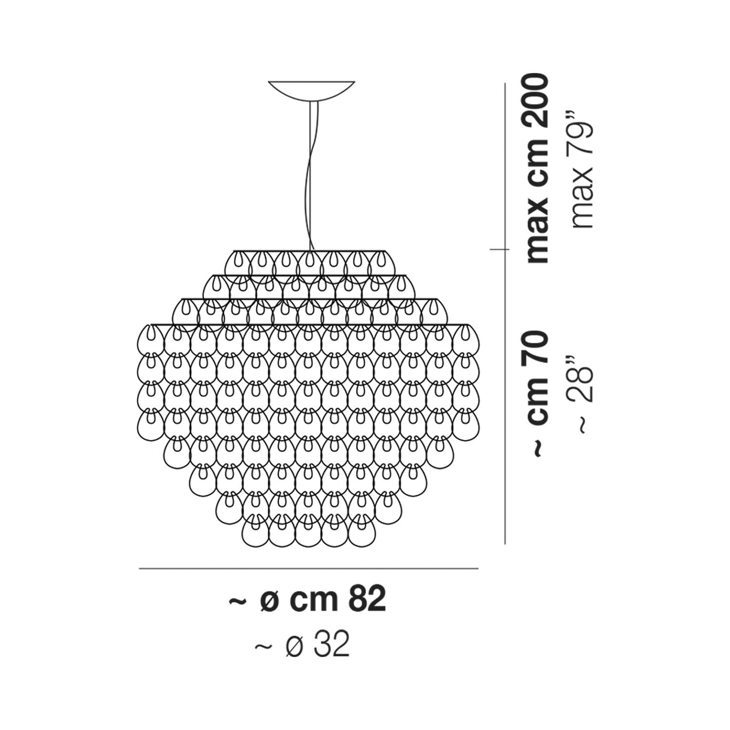 Minigiogali Pendant Light - line drawing.