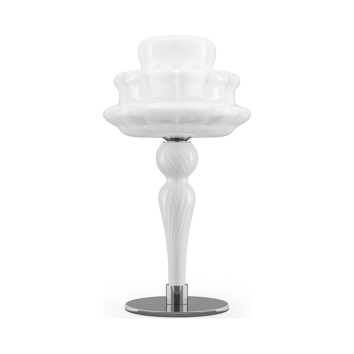 Novecento Table Lamp in White Striped Glossy.