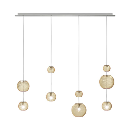 Oto Linear Pendant Light in Satin Nickel/Amber Striped.