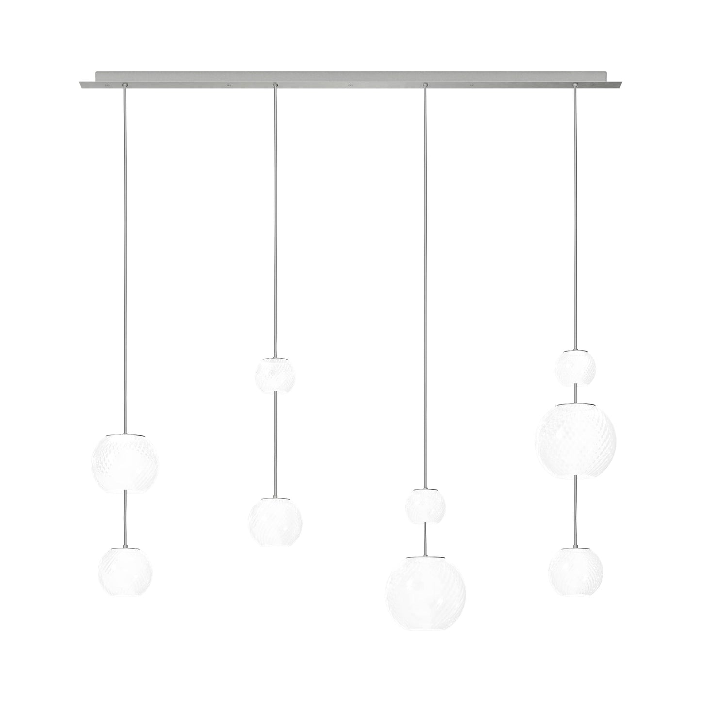 Oto Linear Pendant Light in Satin Nickel/White Striped.