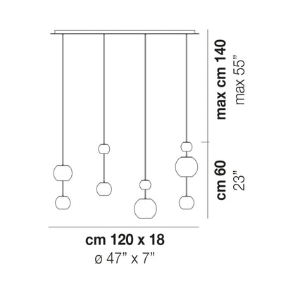 Oto Linear Pendant Light - line drawing.