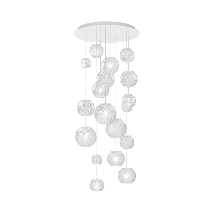 Oto Multi Light Pendant Light in Glossy White/Crystal Striped (9-Bulb).