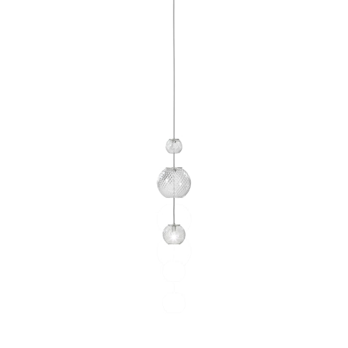 Oto Sp Pea Pendant Light in Crystal Striped (19-Inch/7-Inch).