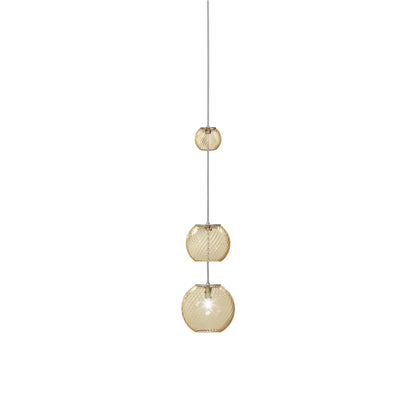 Oto Sp Pea Pendant Light in Amber Striped (27-Inch/7-Inch).