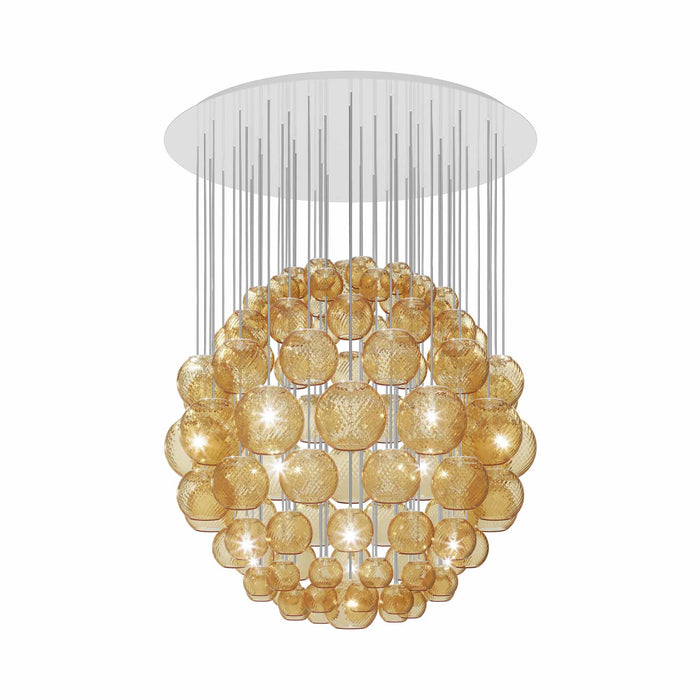 Oto Sp Sph Chandelier in Glossy White/Amber Striped.