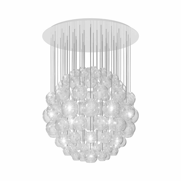 Oto Sp Sph Chandelier in Glossy White/Crystal Striped.