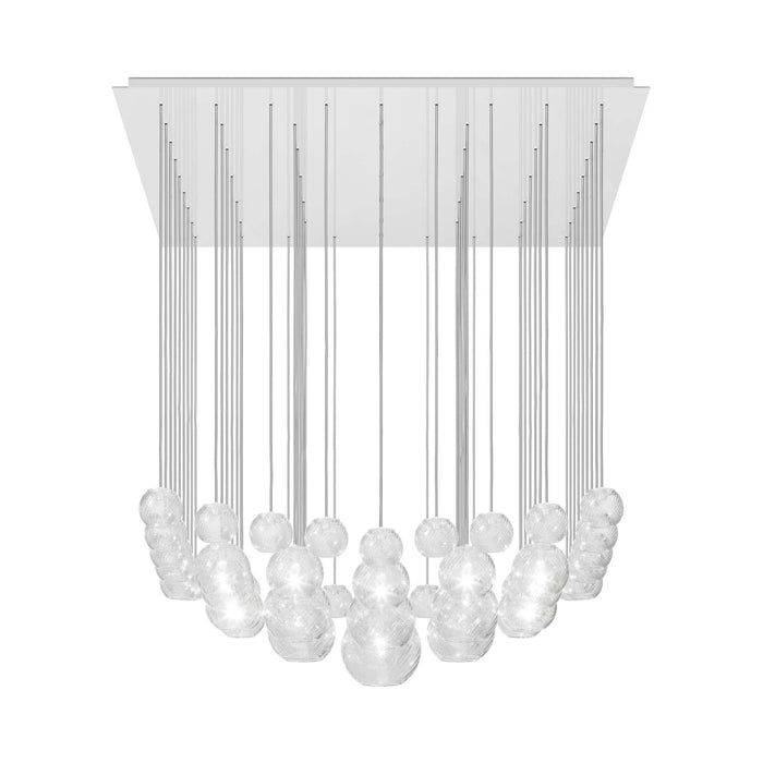 Oto Sp Sur Chandelier in Glossy White/Crystal Striped.