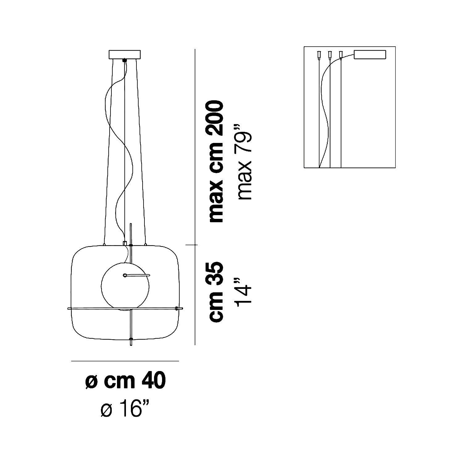 Plot LED Pendant Light - line drawing.