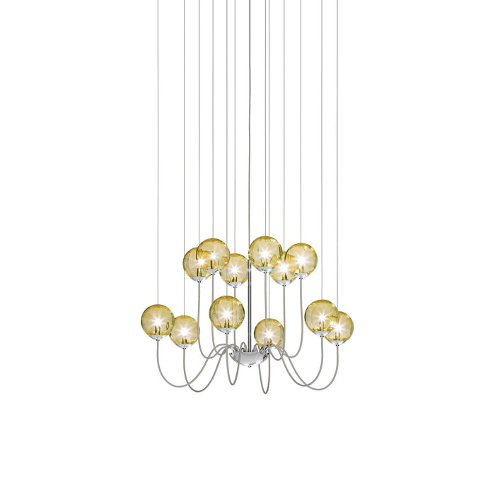 Puppet Chandelier in Amber Transparent/Glossy Chrome (12-Light).