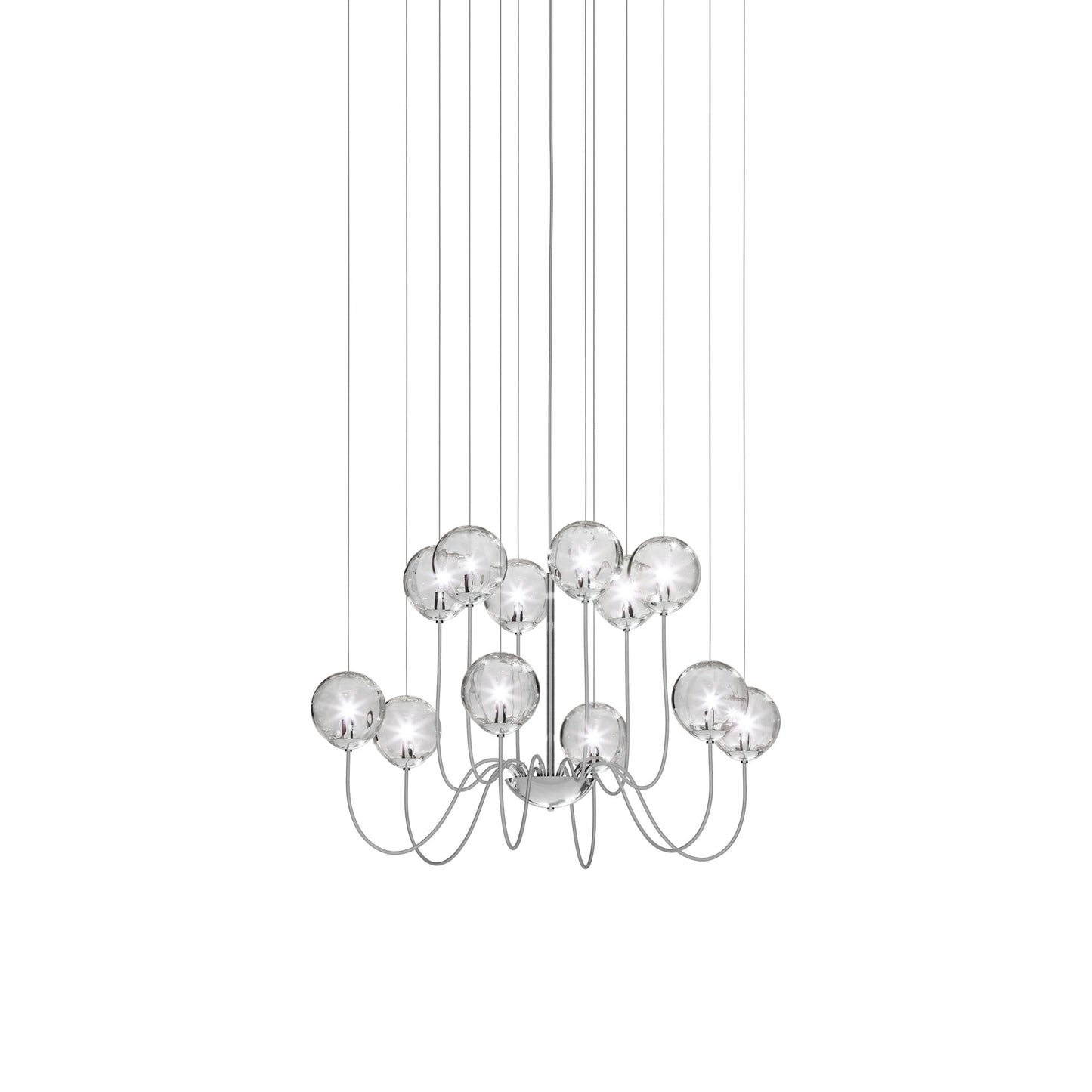 Puppet Chandelier in Crystal Transparent/Glossy Chrome (12-Light).