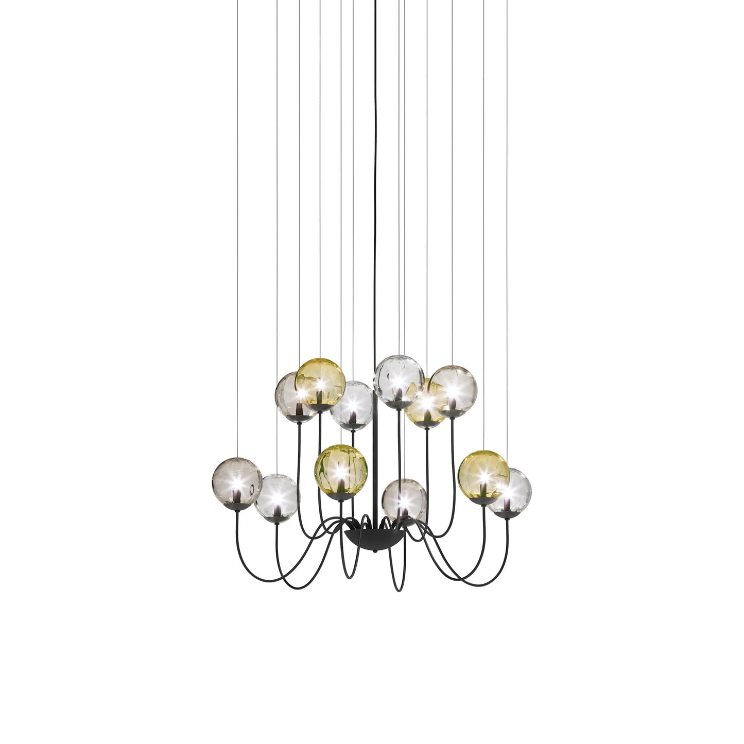 Puppet Chandelier in Multicolor 1/Matt Black (12-Light).