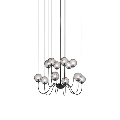 Puppet Chandelier in Smoky Transparent/Matt Black (12-Light).