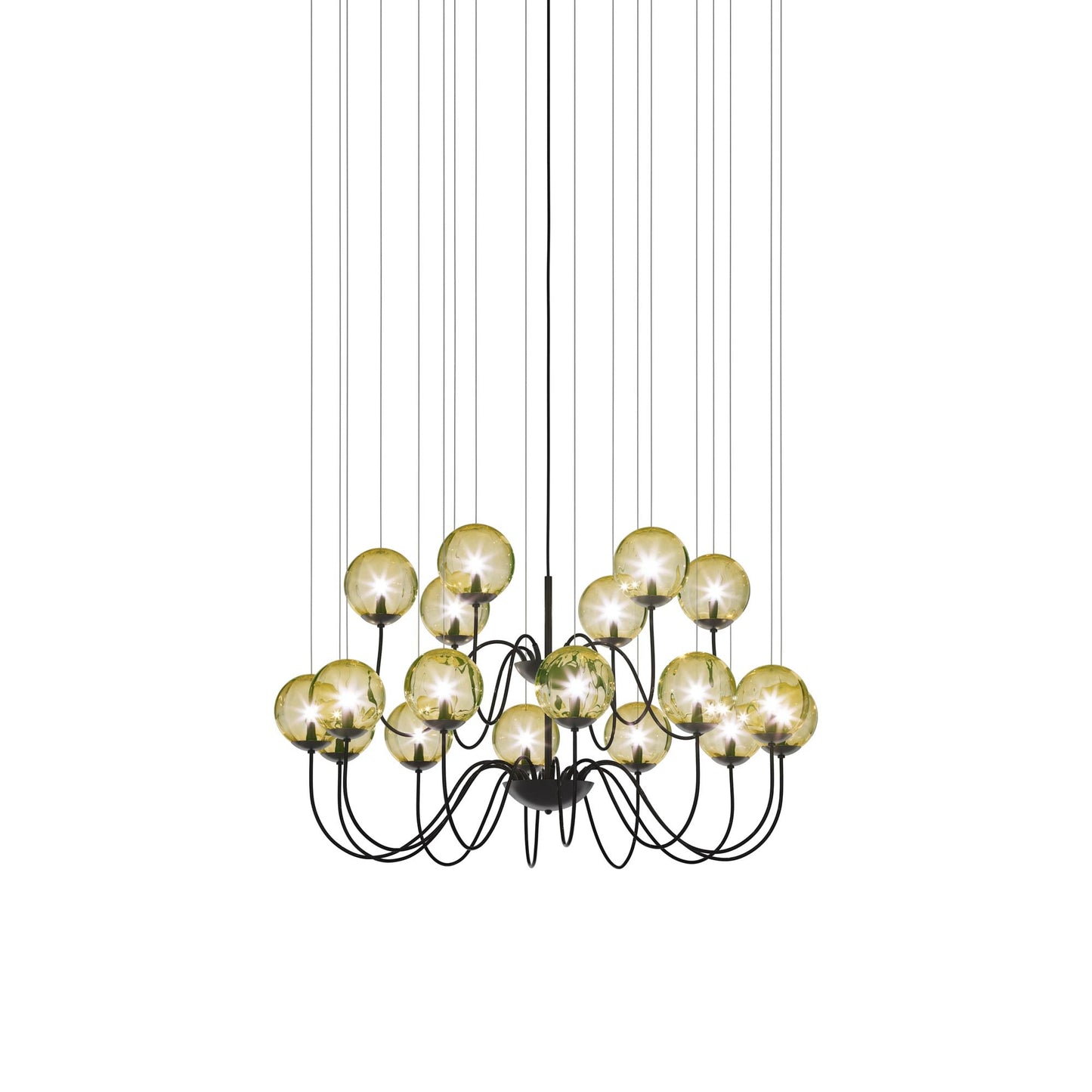 Puppet Chandelier in Amber Transparent/Matt Black (18-Light).