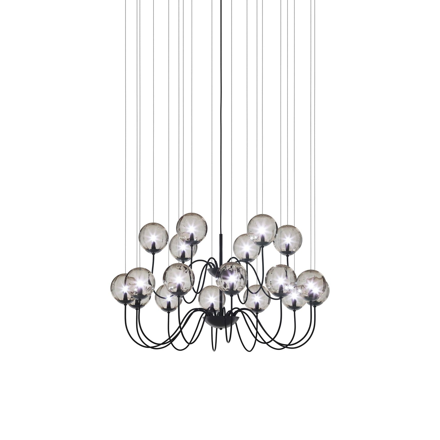 Puppet Chandelier in Smoky Transparent/Matt Black (18-Light).