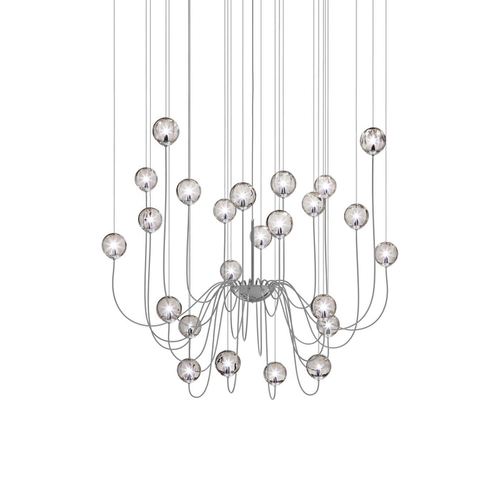 Puppet Chandelier in Smoky Transparent/Glossy Chrome (24-Light).