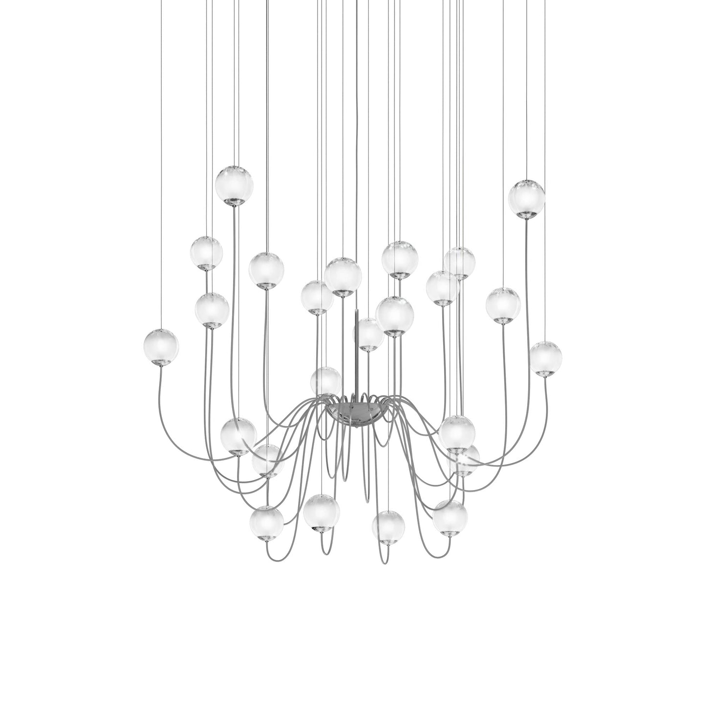 Puppet Chandelier in White Shaded/Glossy Chrome (24-Light).