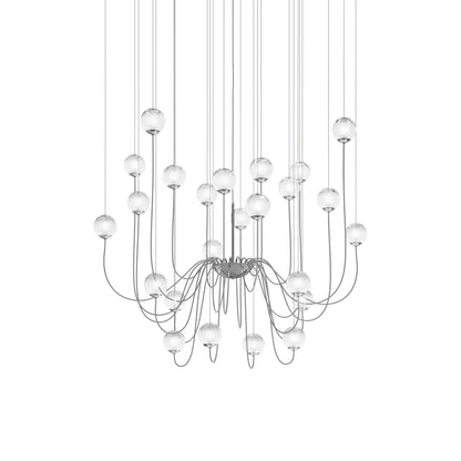 Puppet Chandelier in White Shaded/Glossy Chrome (24-Light).