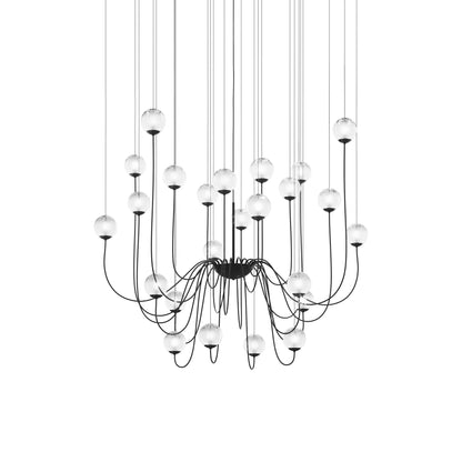 Puppet Chandelier in White Shaded/Matt Black (24-Light).