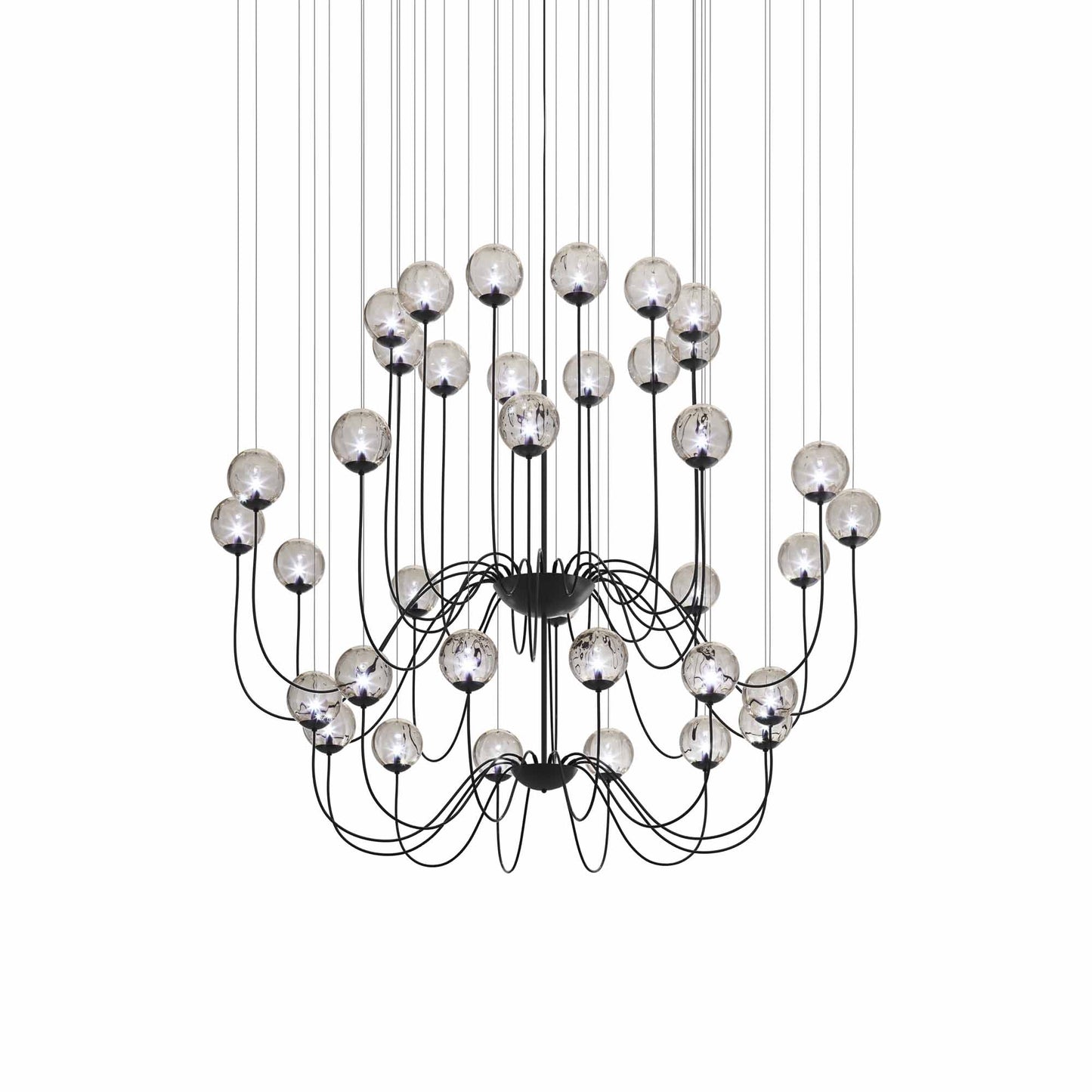 Puppet Chandelier in Smoky Transparent/Matt Black (36-Light).