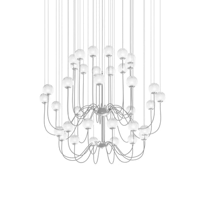 Puppet Chandelier in White Shaded/Glossy Chrome (36-Light).