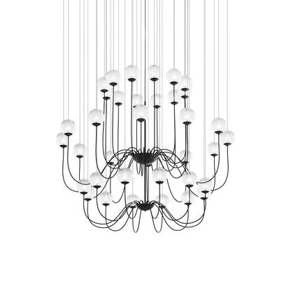 Puppet Chandelier in White Shaded/Matt Black (36-Light).