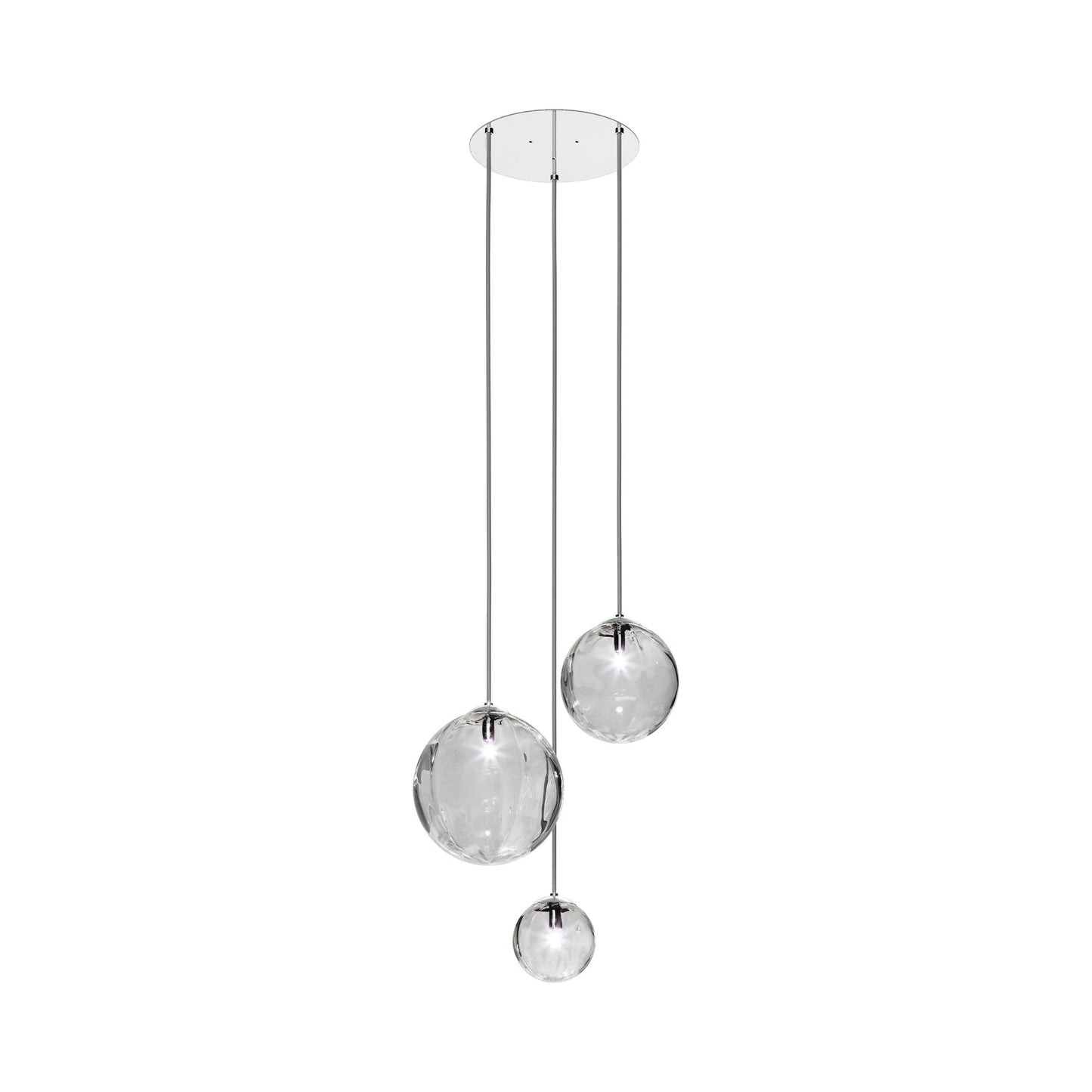 Puppet Multi Light Pendant Light in Crystal Transparent/Glossy Chrome (3-Light).