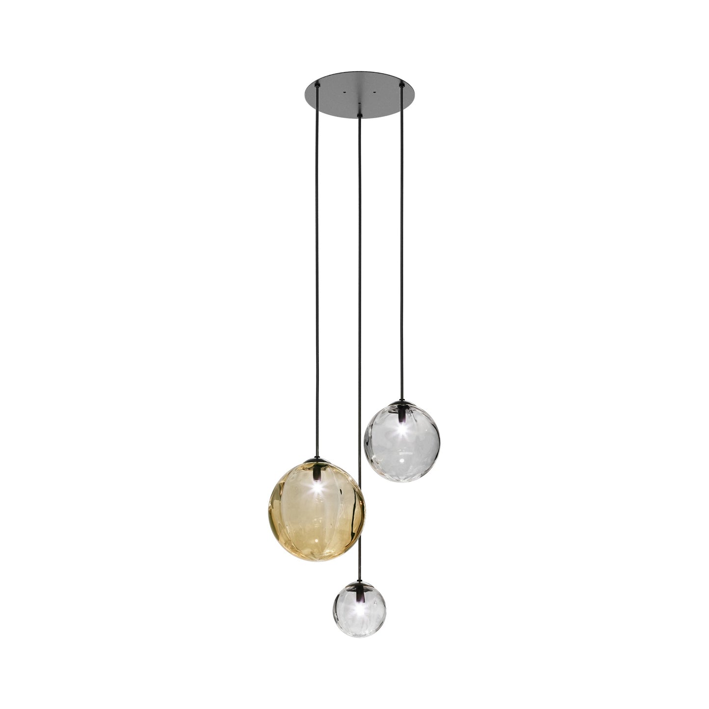 Puppet Multi Light Pendant Light in Multicolor 2/Matt Black (3-Light).