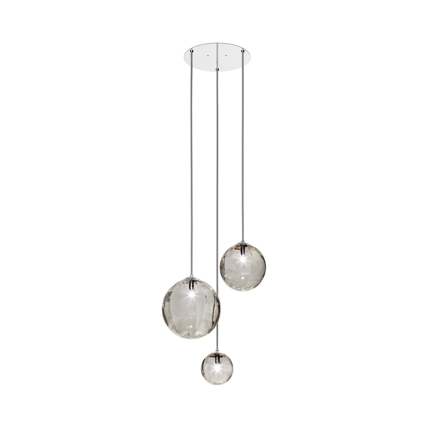 Puppet Multi Light Pendant Light in Smoky Transparent/Glossy Chrome (3-Light).