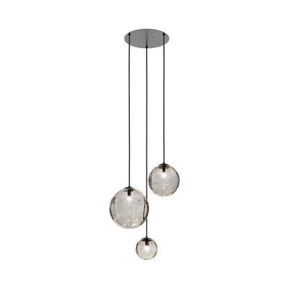 Puppet Multi Light Pendant Light in Smoky Transparent/Matt Black (3-Light).