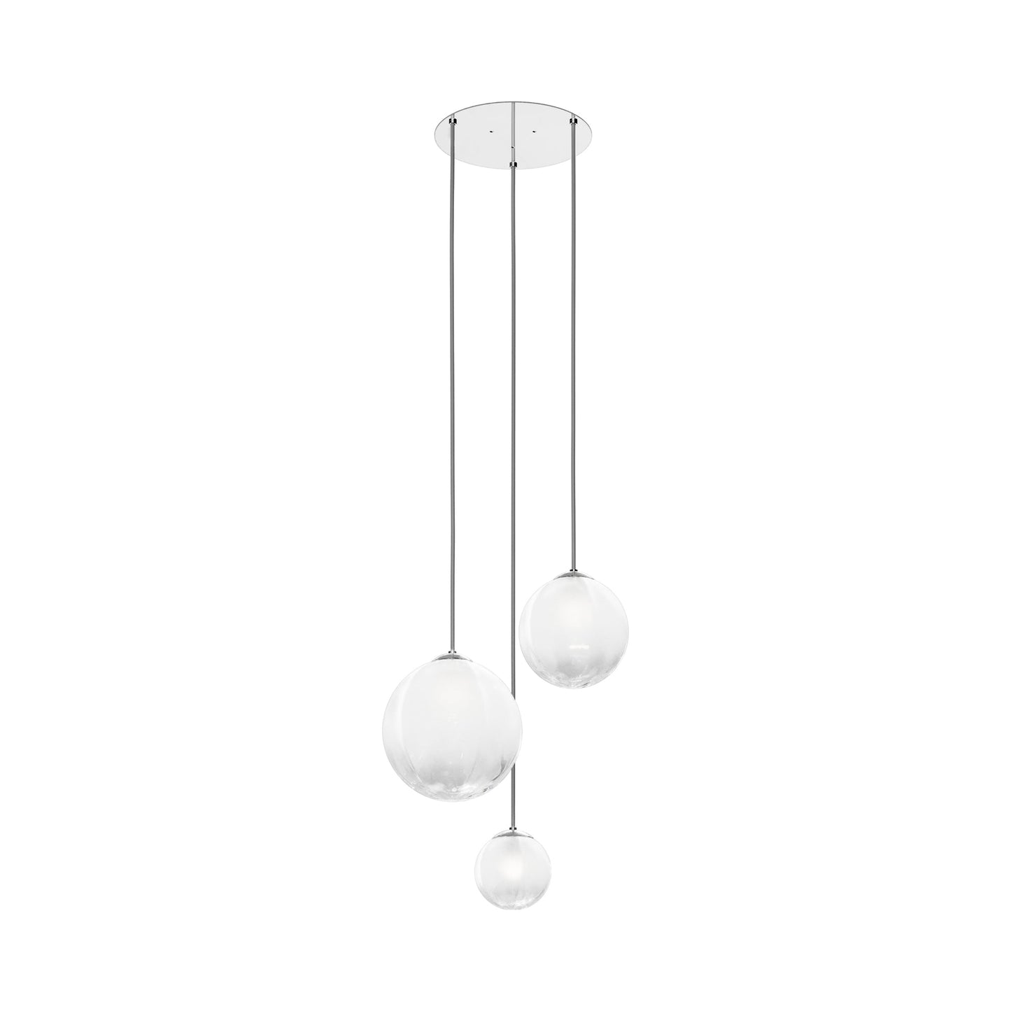 Puppet Multi Light Pendant Light in White Shaded/Glossy Chrome (3-Light).