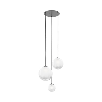 Puppet Multi Light Pendant Light in White Shaded/Matt Black (3-Light).