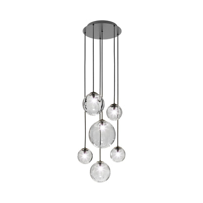 Puppet Multi Light Pendant Light in Crystal Transparent/Matt Black (6-Light).