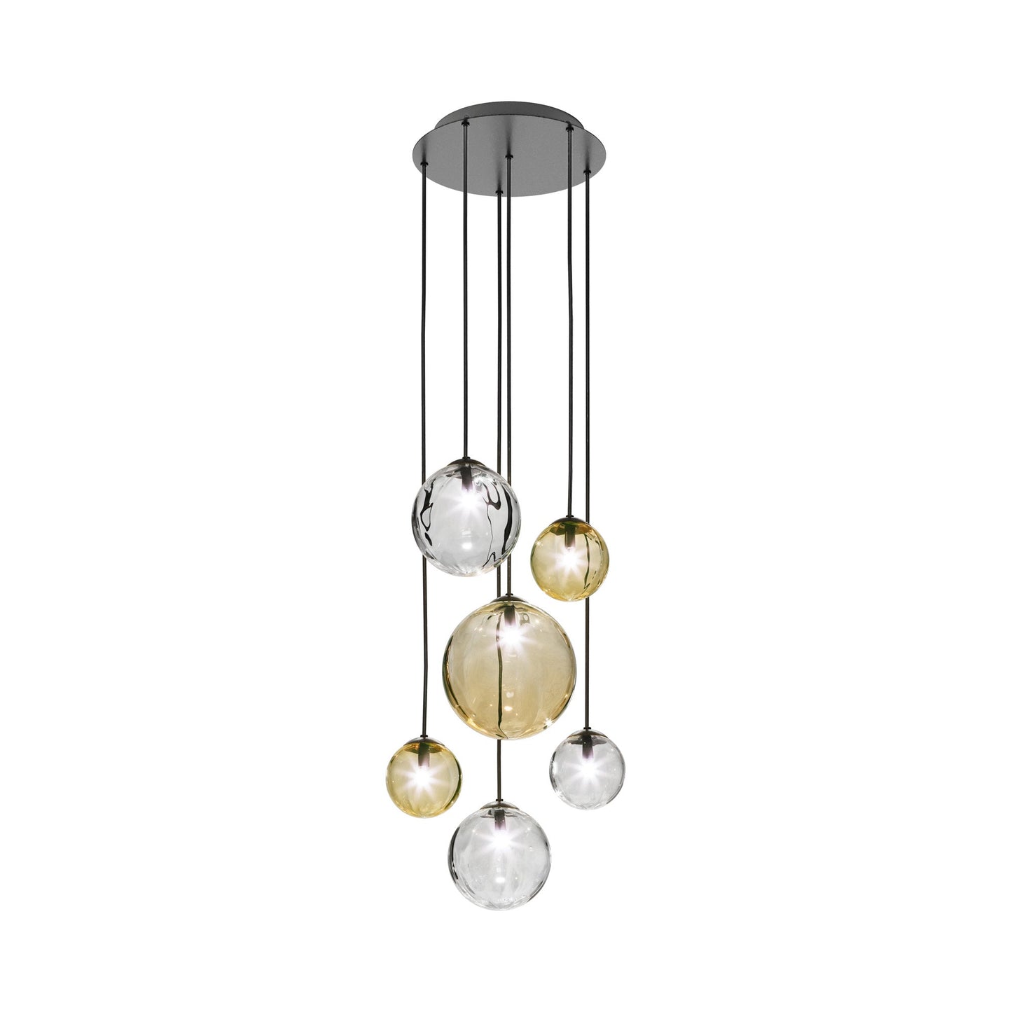 Puppet Multi Light Pendant Light in Multicolor 2/Matt Black (6-Light).