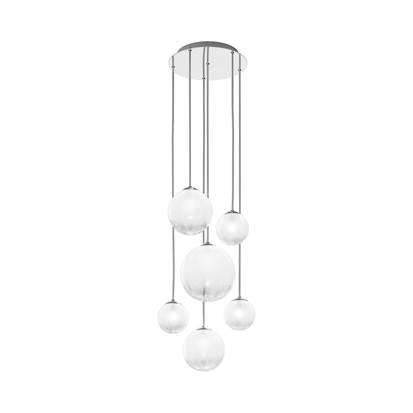 Puppet Multi Light Pendant Light in White Shaded/Glossy Chrome (6-Light).