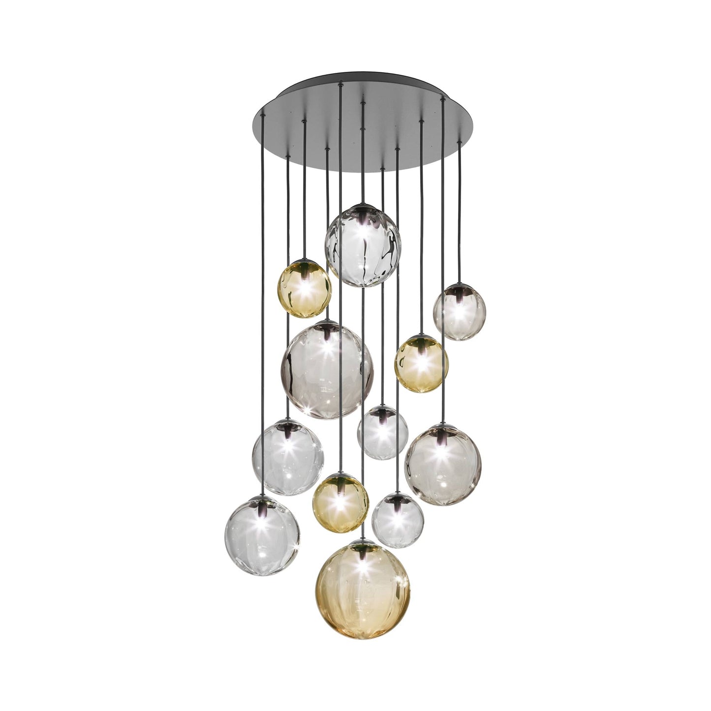 Puppet Multi Light Pendant Light in Multicolor 1/Matt Black (12-Light).