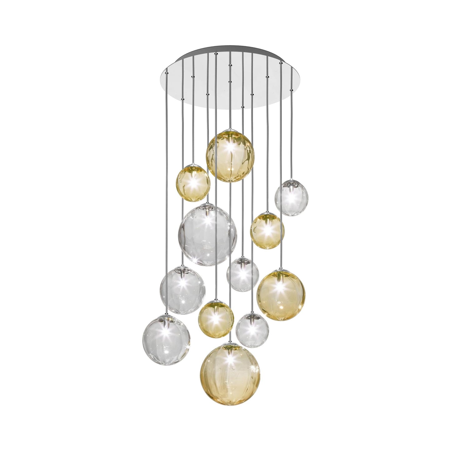 Puppet Multi Light Pendant Light in Multicolor 2/Glossy Chrome (12-Light).