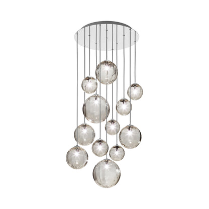 Puppet Multi Light Pendant Light in Smoky Transparent/Glossy Chrome (12-Light).