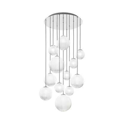 Puppet Multi Light Pendant Light in White Shaded/Glossy Chrome (12-Light).