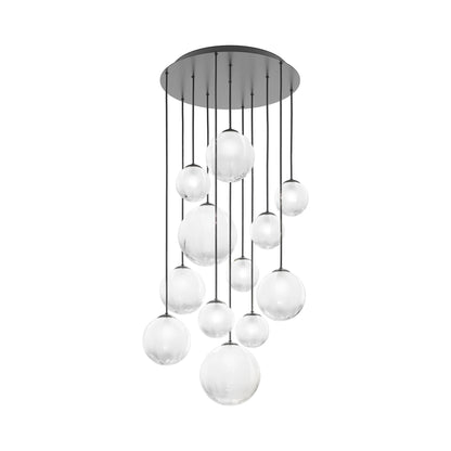 Puppet Multi Light Pendant Light in White Shaded/Matt Black (12-Light).