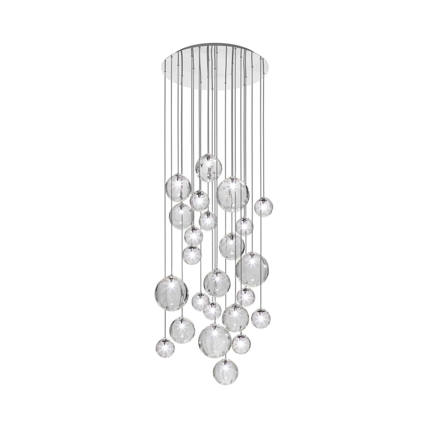 Puppet Multi Light Pendant Light in Crystal Transparent/Glossy Chrome (24-Light).