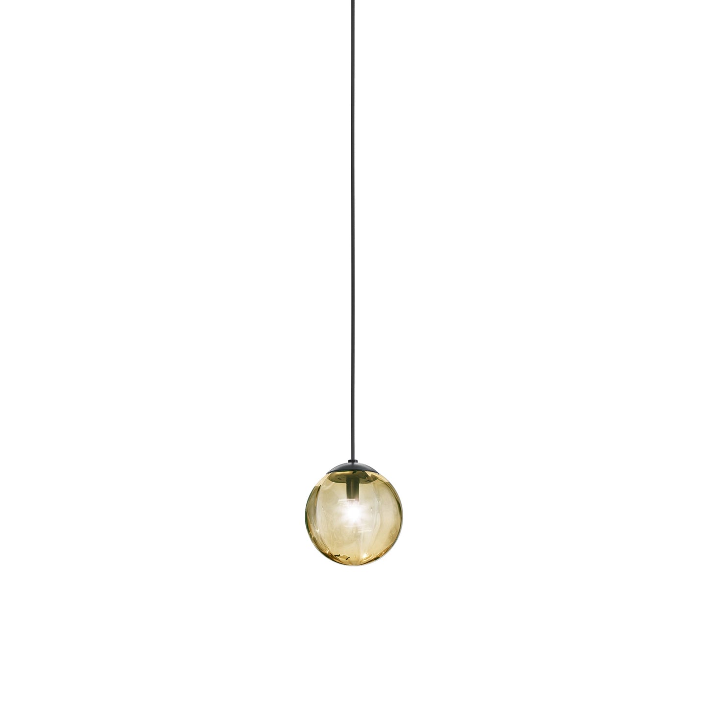 Puppet Pendant Light in Amber Transparent/Matt Black (Small).