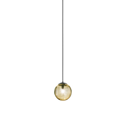 Puppet Pendant Light in Amber Transparent/Matt Black (Small).