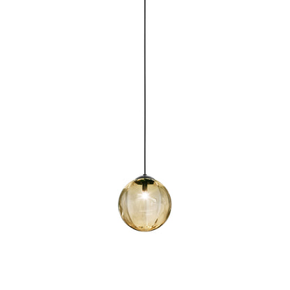 Puppet Pendant Light in Amber Transparent/Matt Black (Medium).